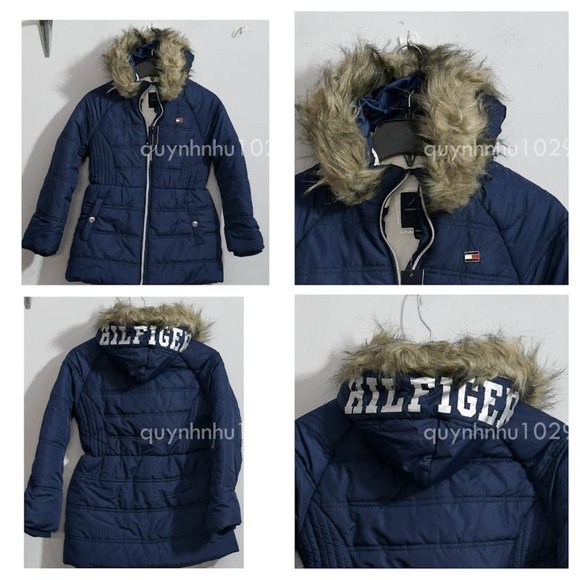 NWT Tommy Hilfiger Girls Fleece Lined Puffer Jacket Navy